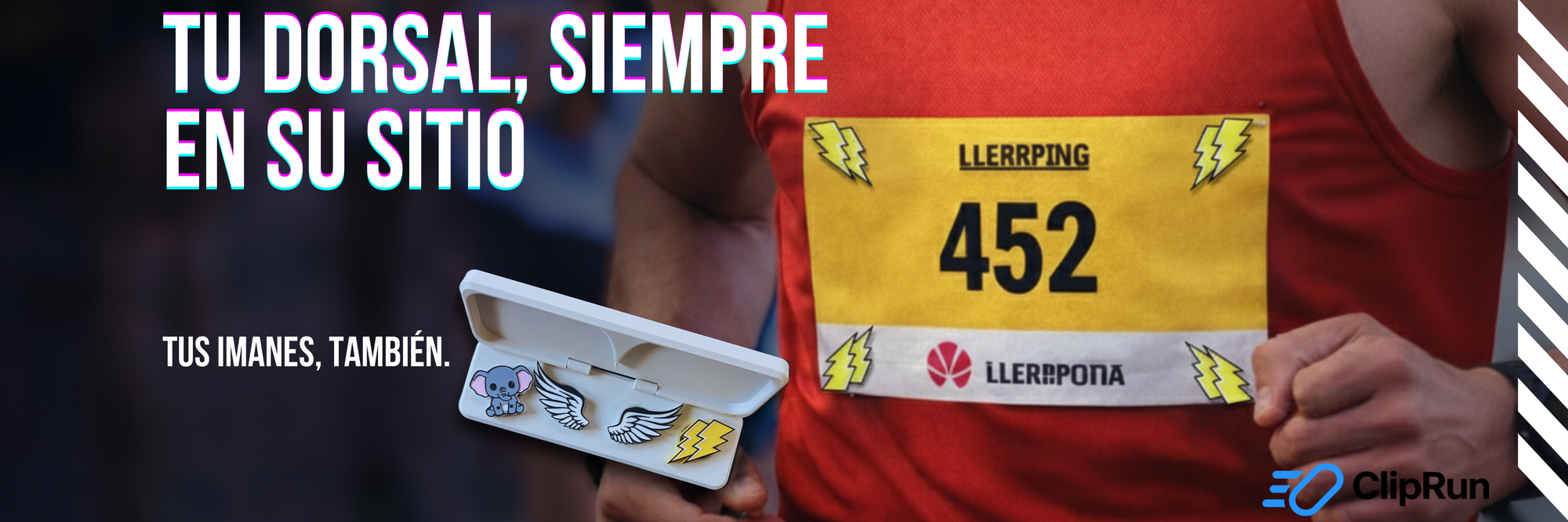 Imanes para dorsales con estuche personalizado en competición